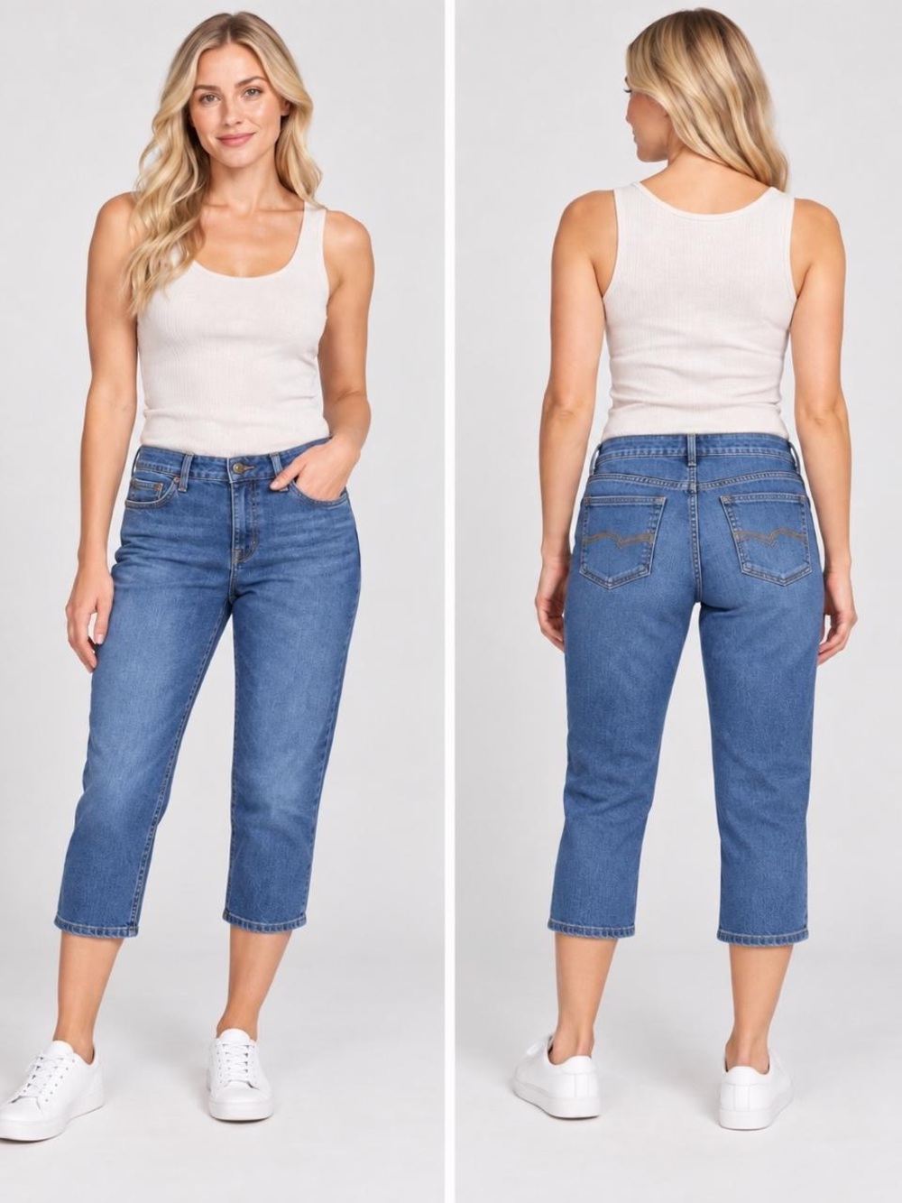 Faded Glory Medium Wash Cropped Capri Jeans Size 6